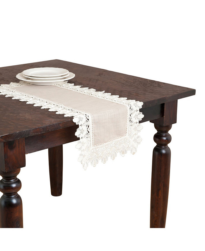 Saro Lifestyle Lace Trimmed Table Linens 16 x 72