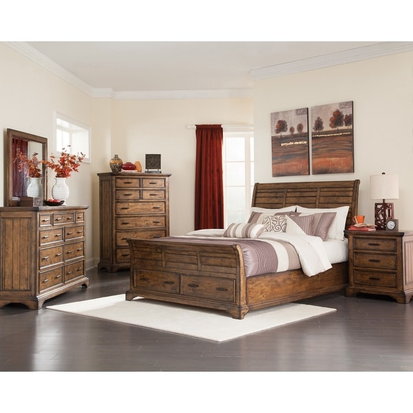 Clydesdale Vintage Bourbon 2-piece Storage Bedroom Set with Chest - - 34935928