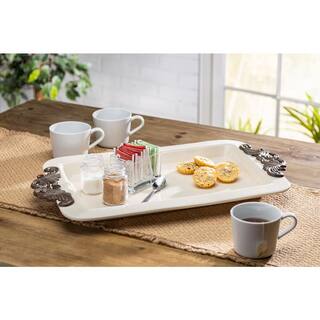 GG COLLECTION 23.75 in. x 14.25 in. Rectangular Tray with Decorative Metal Handles 31768