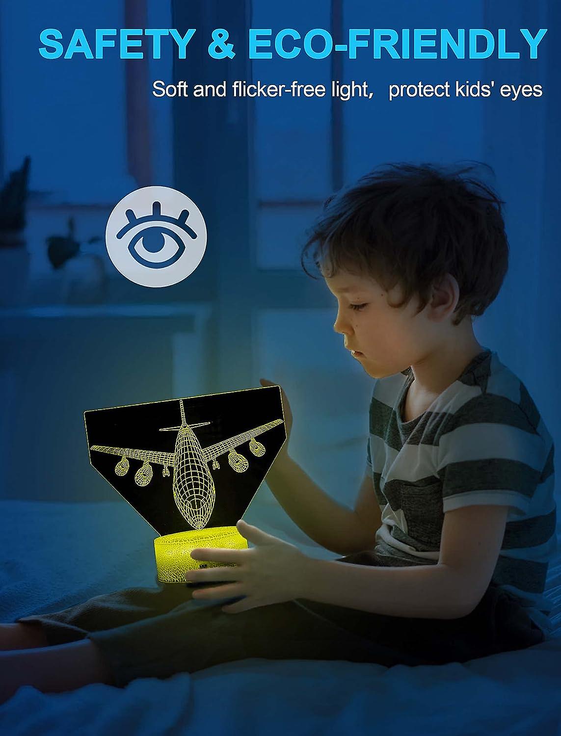 Aircraft Night Light For Kids， 3d Illusion Night Lamp， 16 Colors Changing With Remote Control， Room Decor， Gifts For Children Boys Girls