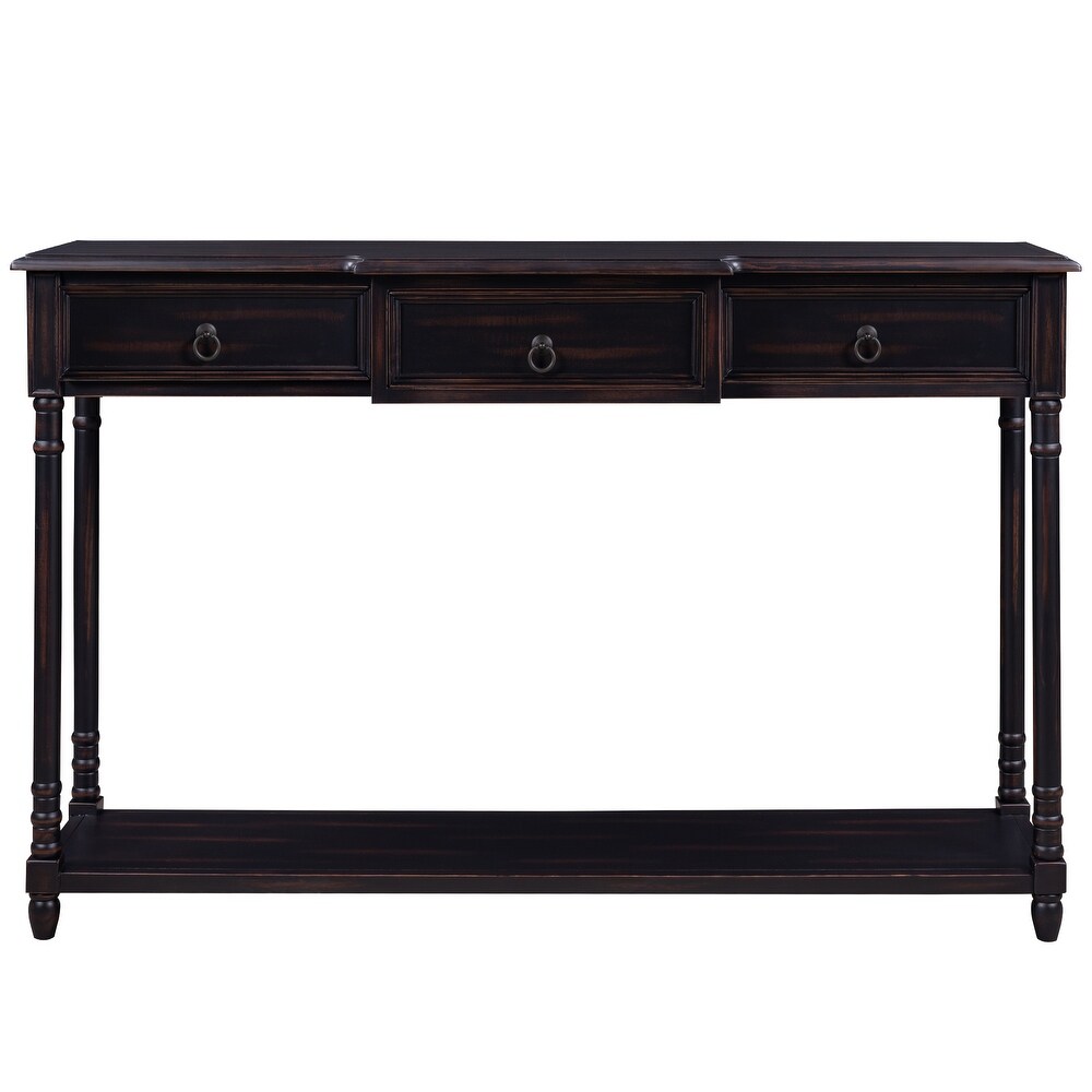 Wood Console Table with Drawers