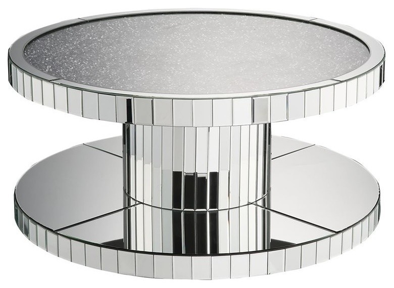 ACME Ornat Coffee Table  Mirrored and Faux Stones   Contemporary   Coffee Tables   by GwG Outlet  Houzz