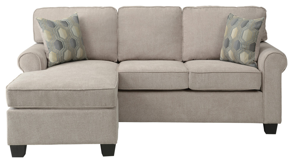 Elliot Reversible Sofa With Chaise  Sand   Transitional   Sectional Sofas   by Lexicon Home  Houzz