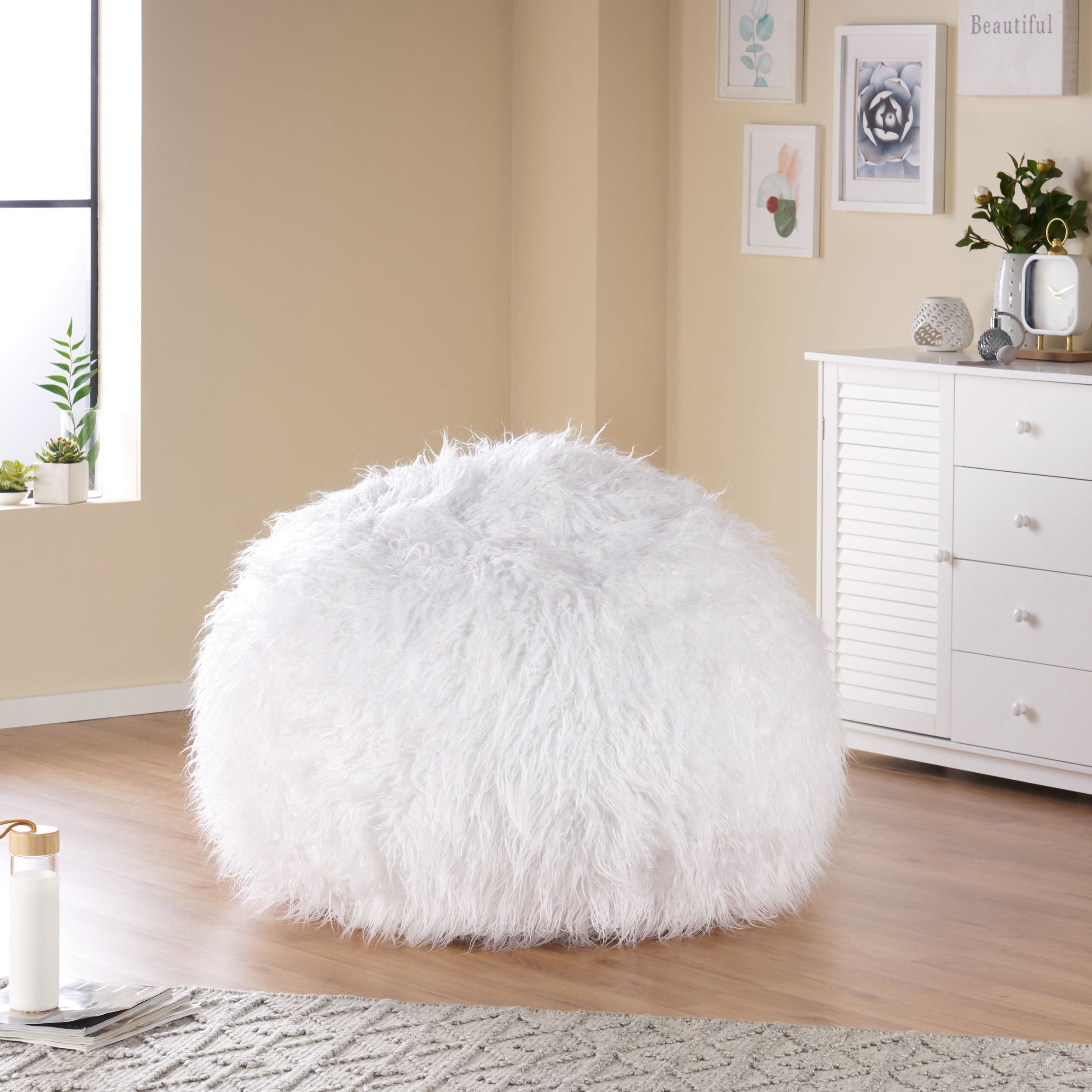 Dundas Modern Glam 3 Foot Faux Fur Bean Bag