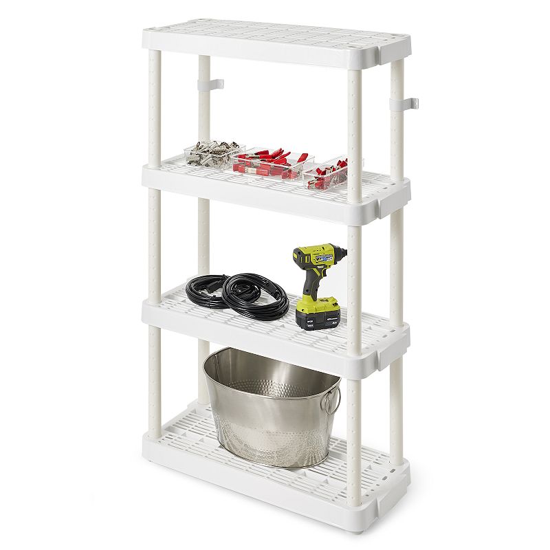 Gracious Living 4 Shelf Adjustable Ventilated Medium Duty Shelving Unit， White