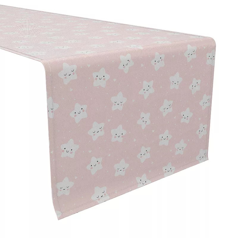 Table Runner， 100% Cotton， 16x108， Happy Stars Pink