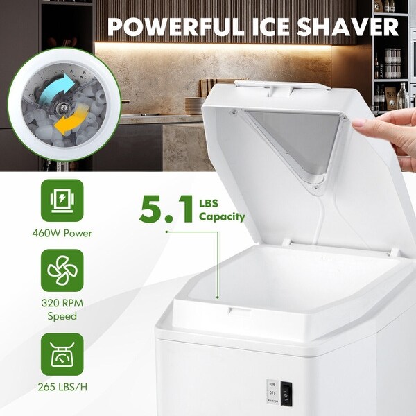 460W Snow Cone Maker Machine Shaver Adjustable-White - 16 x 12 x 18 inch(L x W x H)