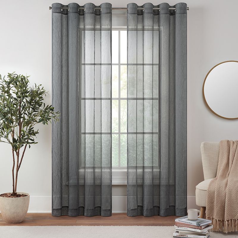 eclipse Emina Crushed Sheer Voile Grommet Window Curtain Panel