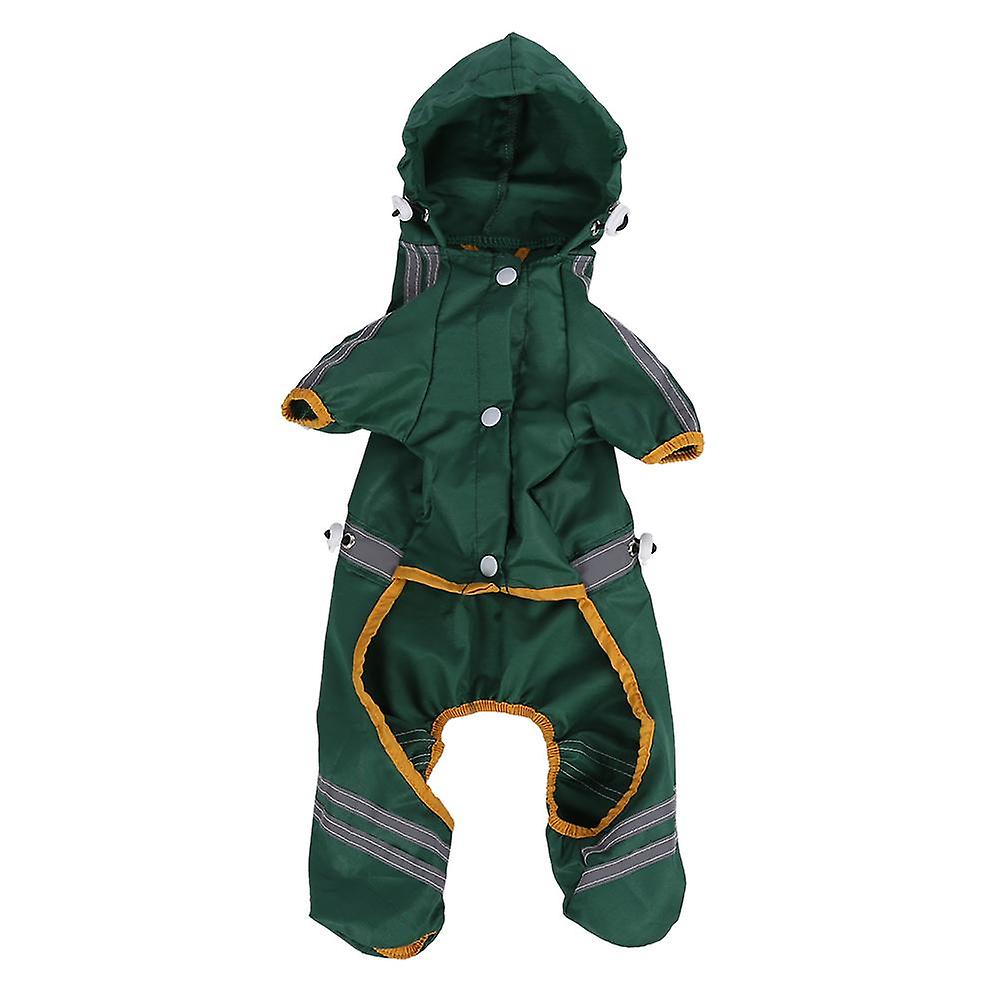 Pet Raincoat Waterproof Jacket Dog Hood Solid Jumpsuit Rainwear Outdoor Clothes (Green XS)