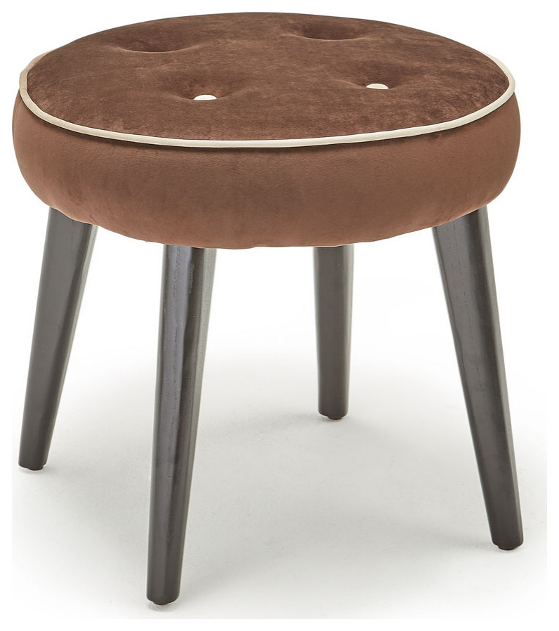 Palo Alto Round Ottoman Stool  Mushroom  Espresso   Midcentury   Footstools And Ottomans   by Michael Amini  Houzz