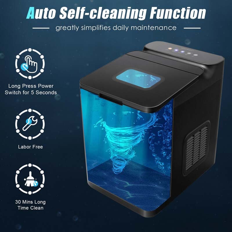 33LBS/24H Portable Ice Maker Countertop Auto Self-Cleaning Ice Machine with Scoop and Basket