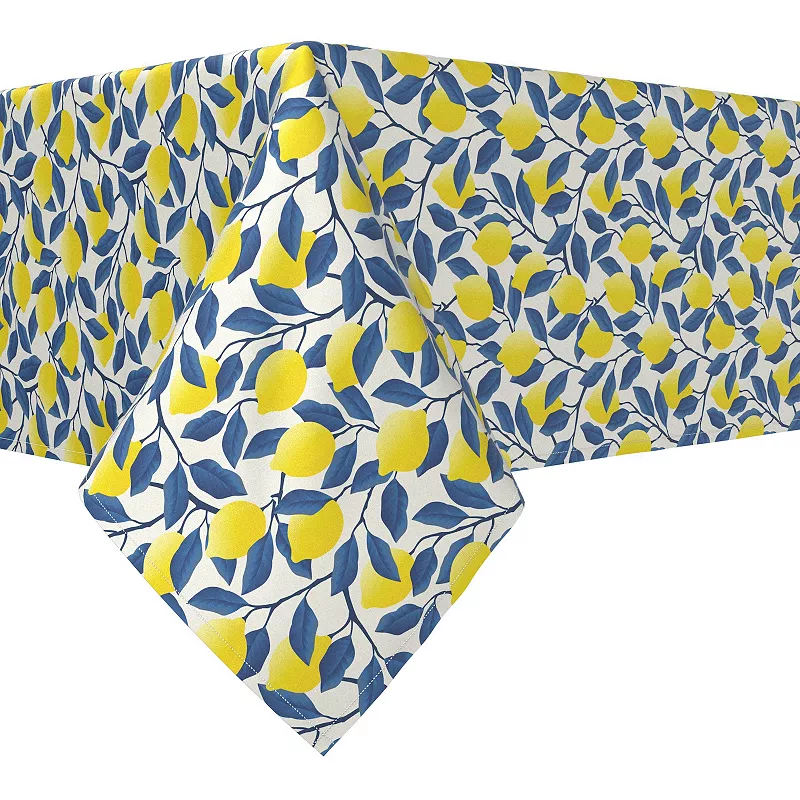 Square Tablecloth， 100% Polyester， 60x60， Lemon Tree with Blue Leaves