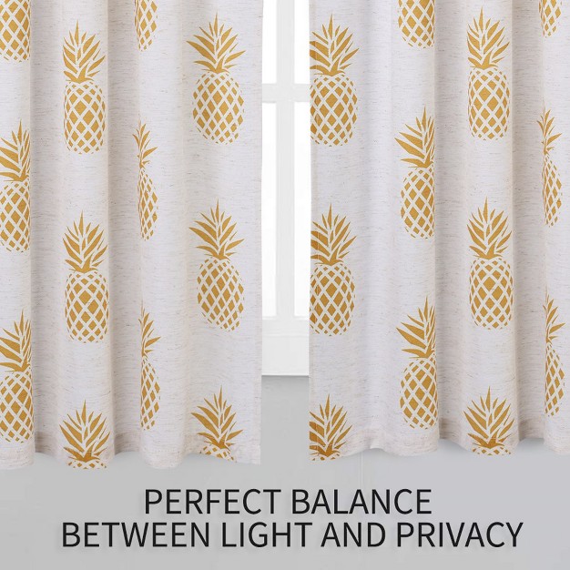 Trinity Pineapple Print Linen Blend Kitchen Tier Curtains For Bathroom Small Half Window Cafe