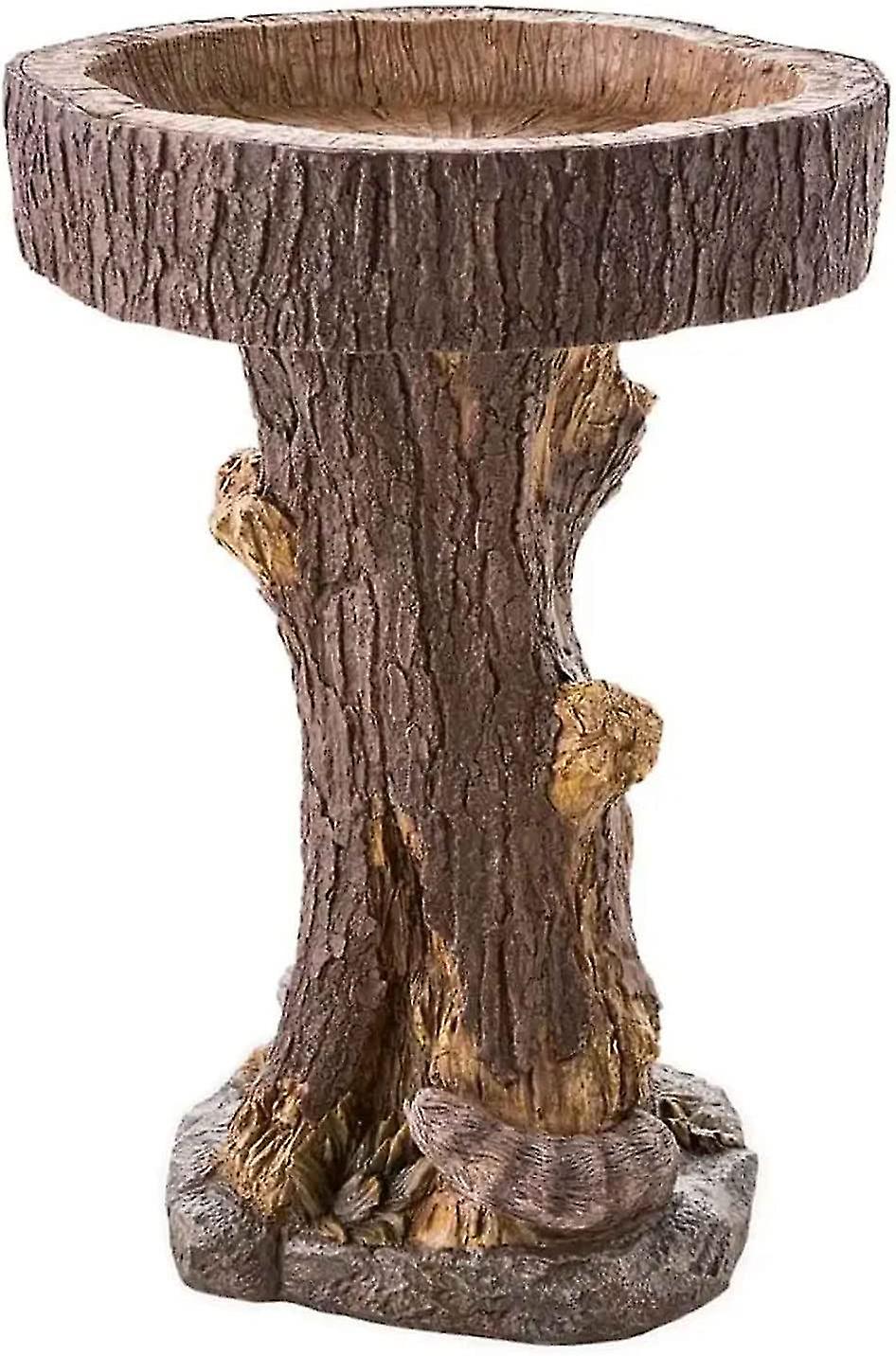 Outdoor Bird Bath Bowl， Resin Pedestal Fountain Decoration For Yard， Garden W/planter Base， Feeder， Wonderful Outside Decor， Best Choice Gift (raccoon