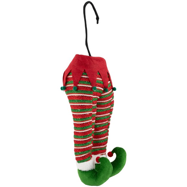 Red And Green Striped Elf Legs Christmas Decoration