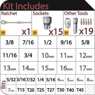 Husky 38 in. Drive 6-Point Pass-Thru Ratchet and Socket Set (35-Piece) H3DTHRU35PCSWS