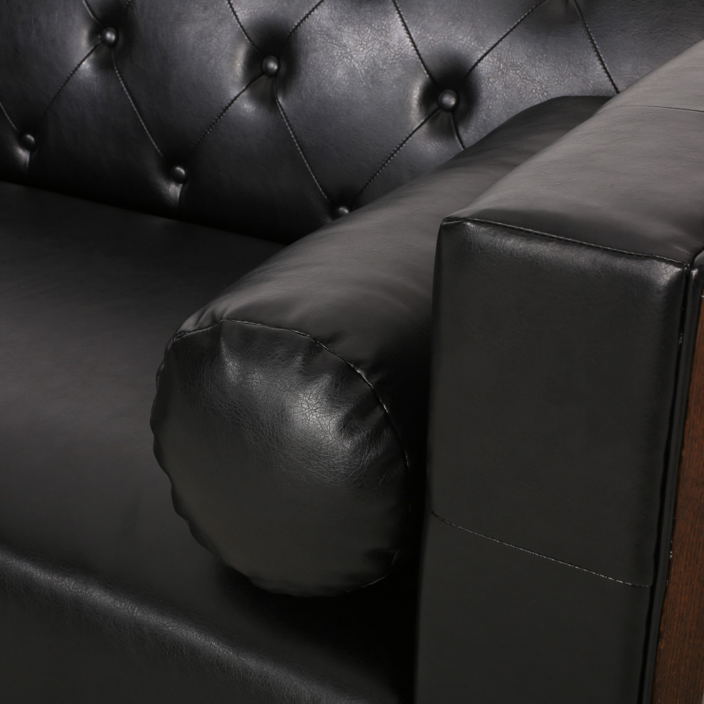 Lance Tufted Deep Seated Sofa With Accent Pillows   Midcentury   Sofas   by GDFStudio  Houzz