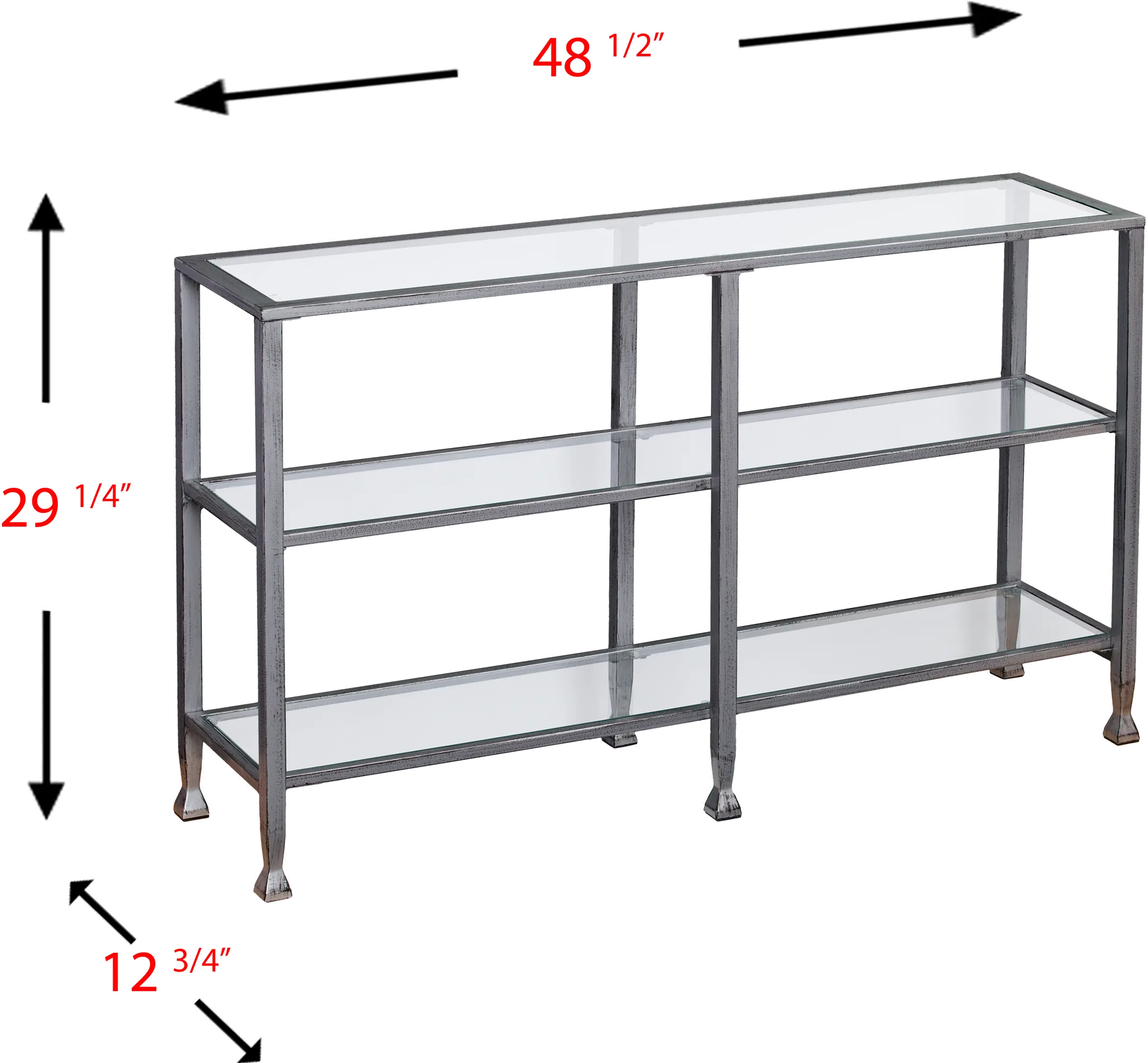 Jaymes Silver Metal and Glass Console Table