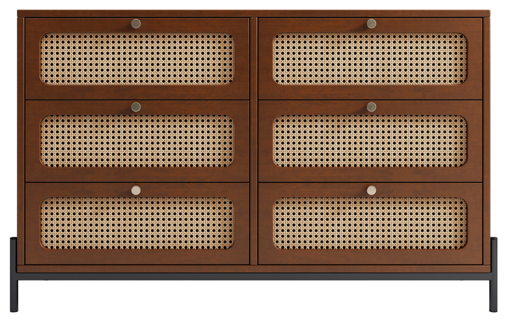 Gewnee Modern Cannage Rattan Wood Closet 6 Drawer Dresser Wood Storage Cabinet   Modern   Console Tables   by GEWNEE INC  Houzz