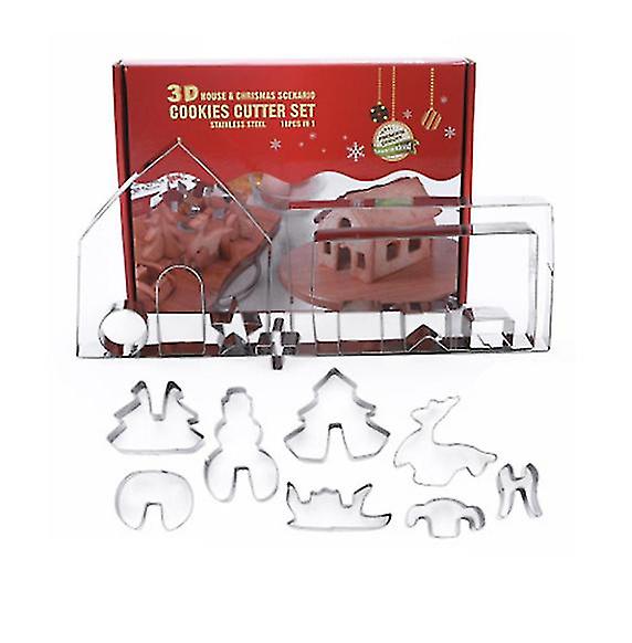 18pcs Christmas Cookie Cutters 3d Stainless Steel Cookies Molds Cake Tool Kitchen