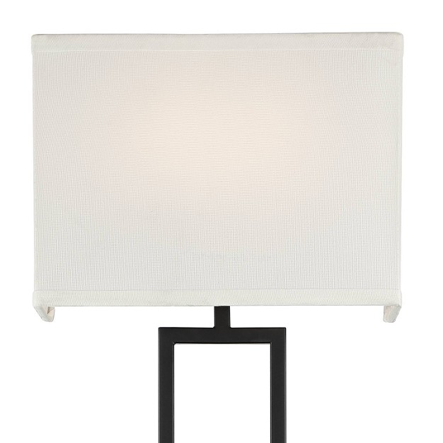 Light Fixture Led White Linen Rectangular Shade For Bedroom Reading Living Room House