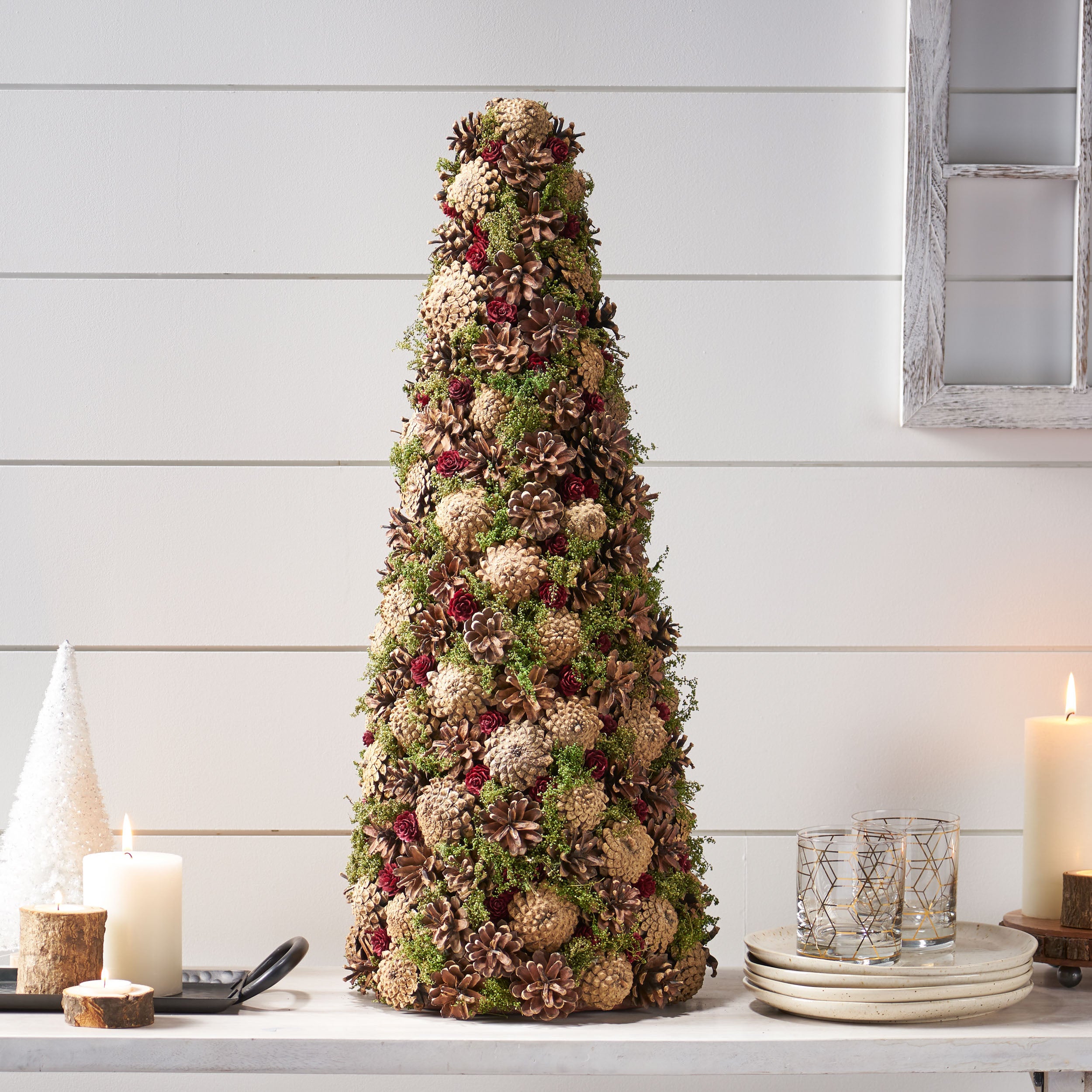 Elif Pre-Decorated Pine Cone Unlit Artificial Tabletop Christmas Tree