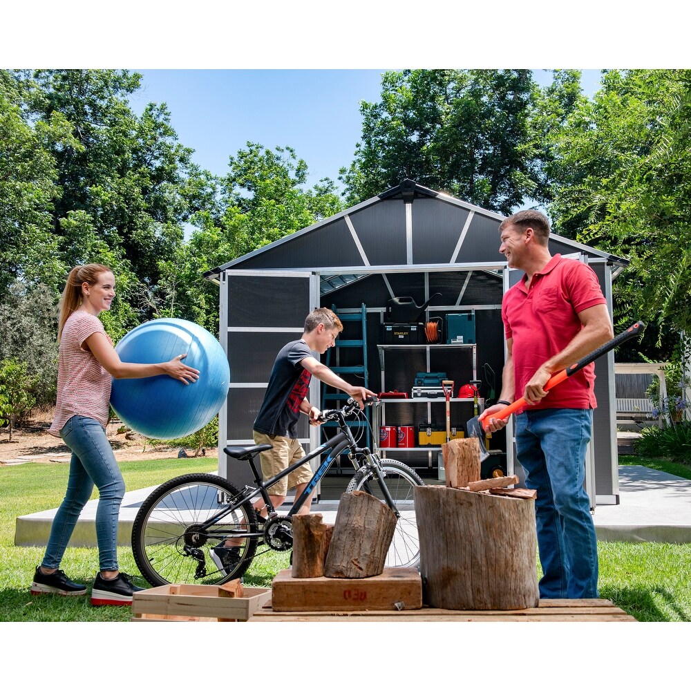 Yukon Dark Gray Large Garden Outdoor Storage Shed with Floor