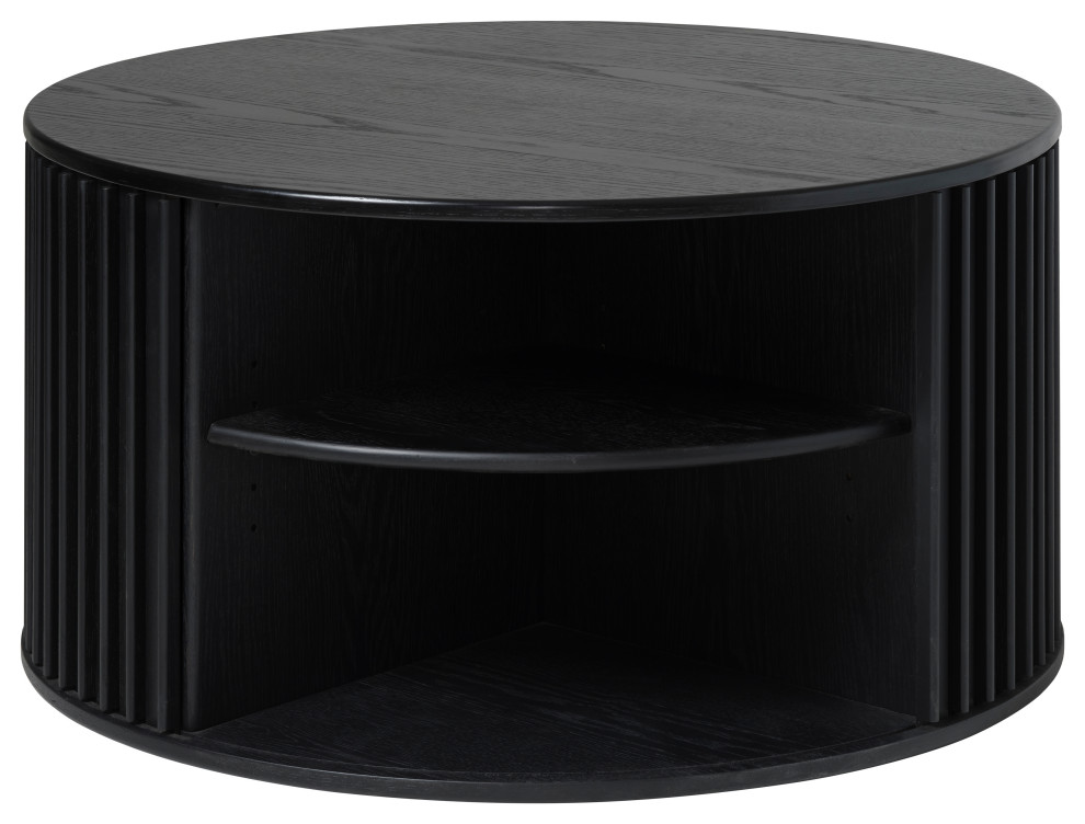 Mid Century Modern Round Pedestal Coffee Table  33 quotW  Black Oak   Transitional   Coffee Tables   by Unique Furniture  Houzz