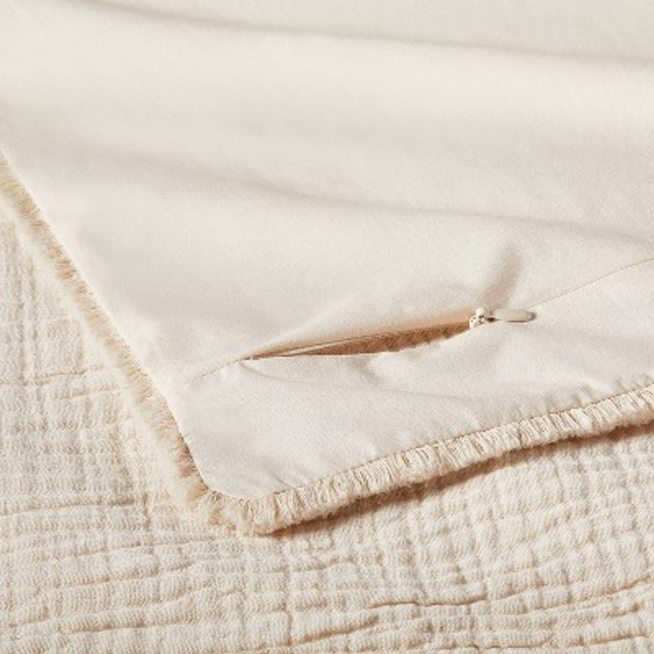 Standard Textured Chambray Cotton Pillow Sham Natural - Casaluna™