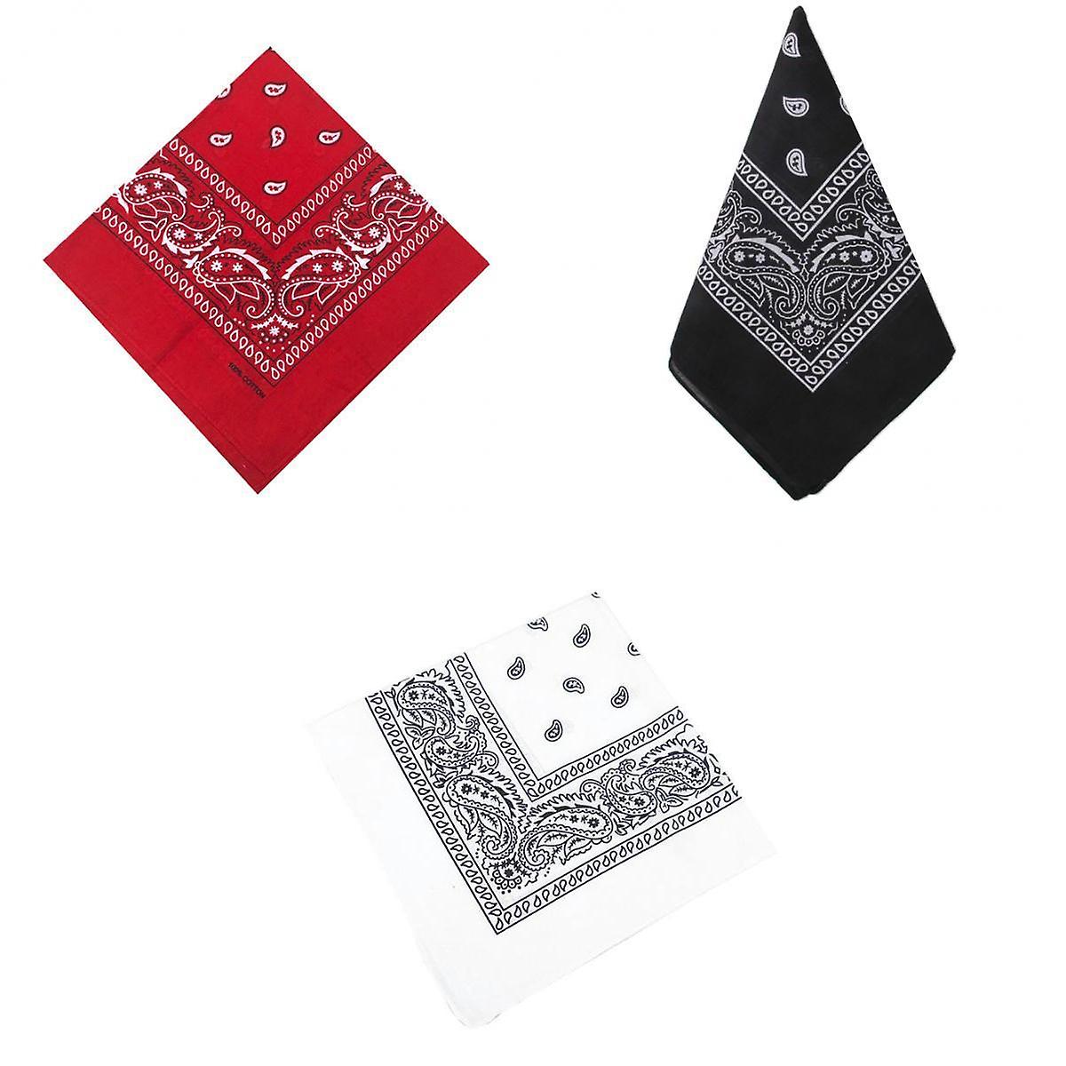 3 Pieces Women Men Cotton Double Sided Paisley Bandana Scarf Biker Head Wrap