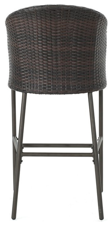 Noble House Dominica Multi Brown Wicker Barstools Light Brown Cushion (Set of 4)   Tropical   Outdoor Bar Stools And Counter Stools   by Homesquare  Houzz