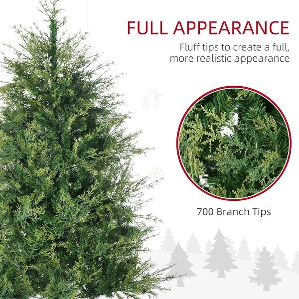 HOMCOM 6ft Tall Artificial Christmas Tree Holiday Décor with 700 Branches，Auto Open，Steel Base，Wide Shape，Green