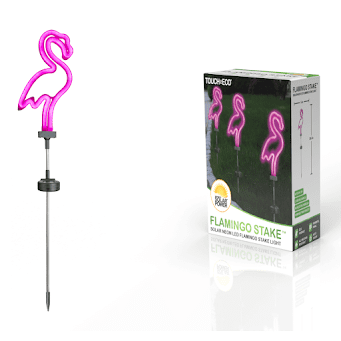 Solar Neon Pink Flamingo Stake Light