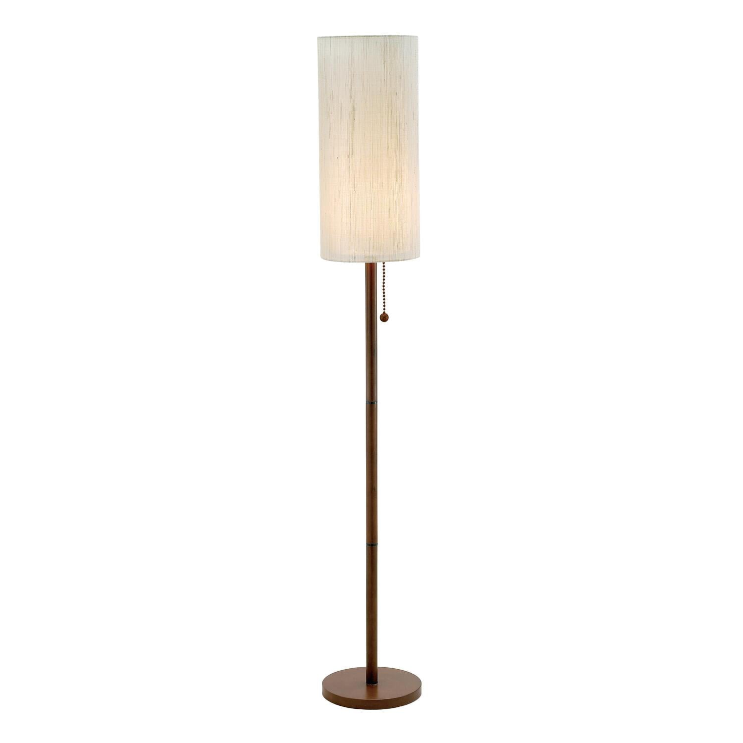 Adesso Hamptons Floor Lamp with a Wooden Base and Walnut Color Finish