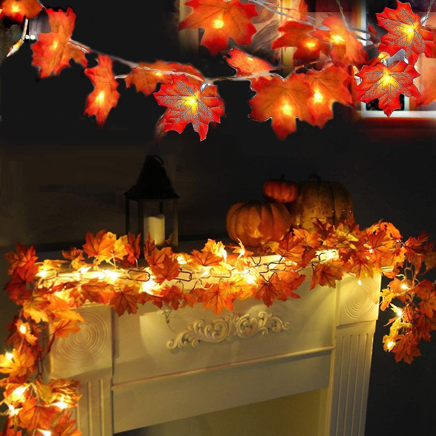 Night Light Maple Leaf String Lights， 6m 40 Led Autumn Leaf String Lights For Thanksgiving， Hallowee