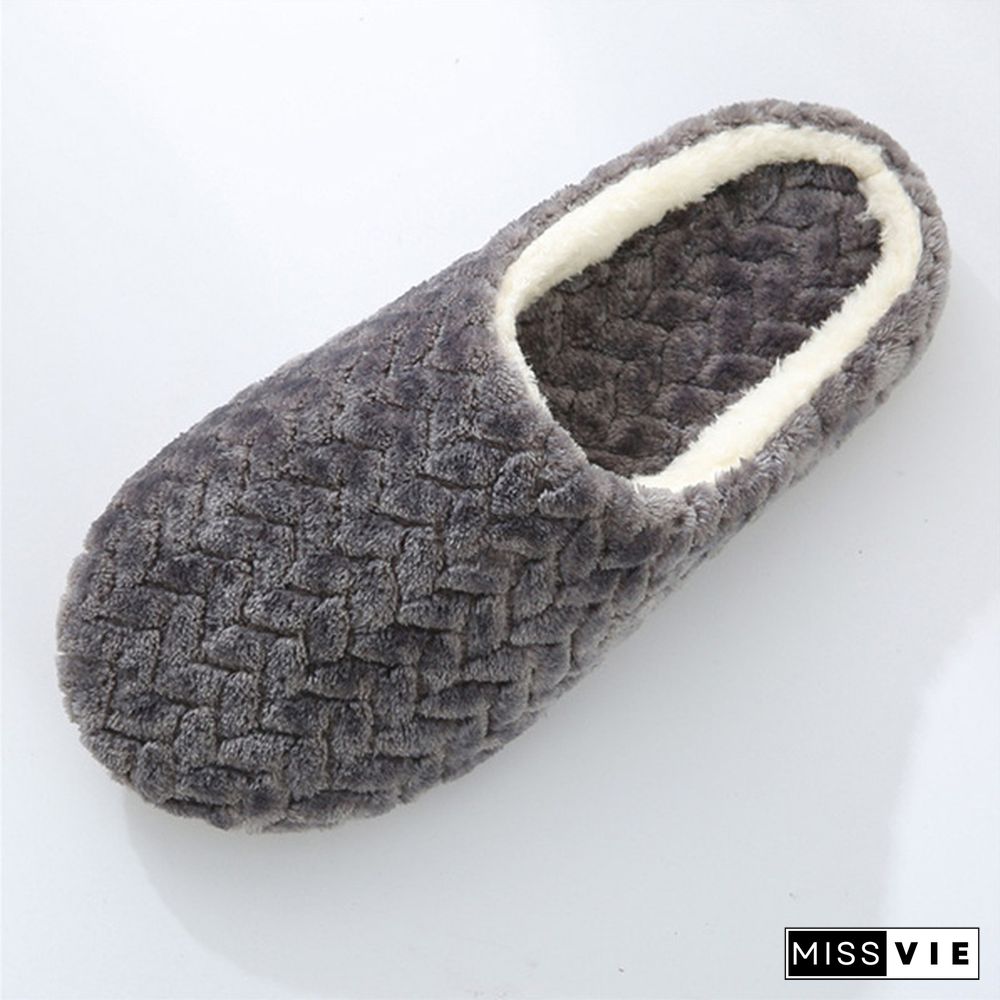 Ladies Fashion Plus Size Soft Bottom Plush Slippers Non-Slip Wooden Floor Indoor Couples Cotton Slippers