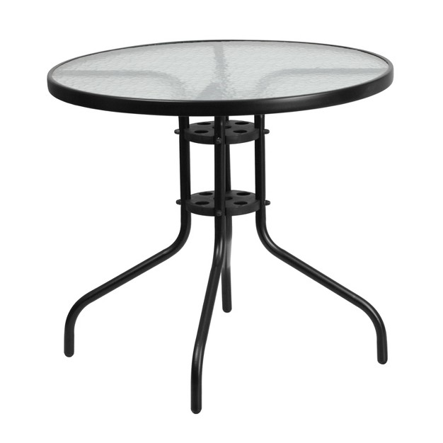 Round Tempered Glass Metal Table