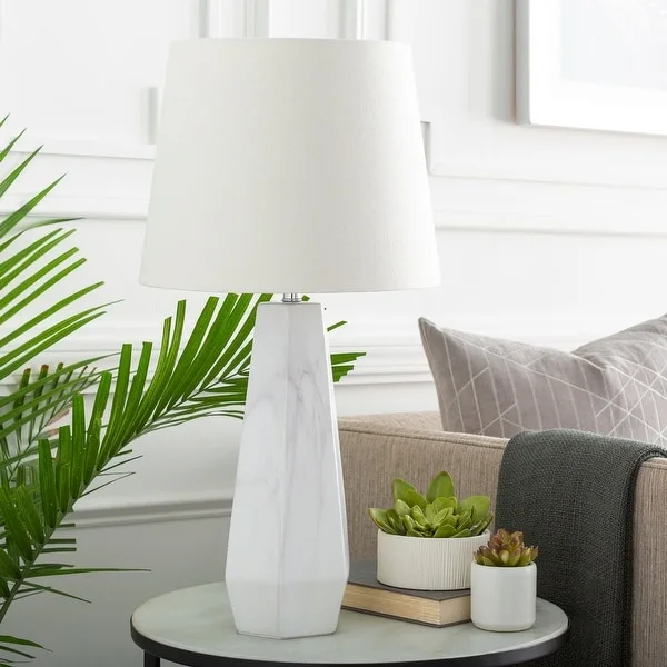 Caehiah Table Lamp with Grey Base and White Shade