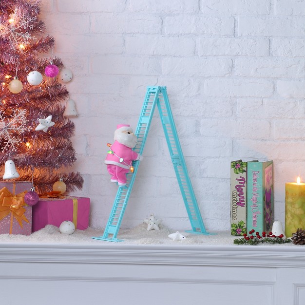 Animated amp Musical Tabletop Pastel Climbing White Santa