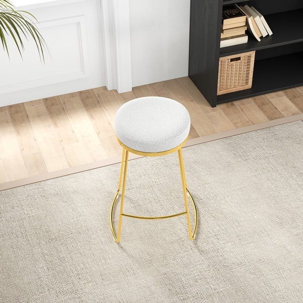 Bort Mid Century Modern Luxury French Boucle Fabric Counter Stool in Beige