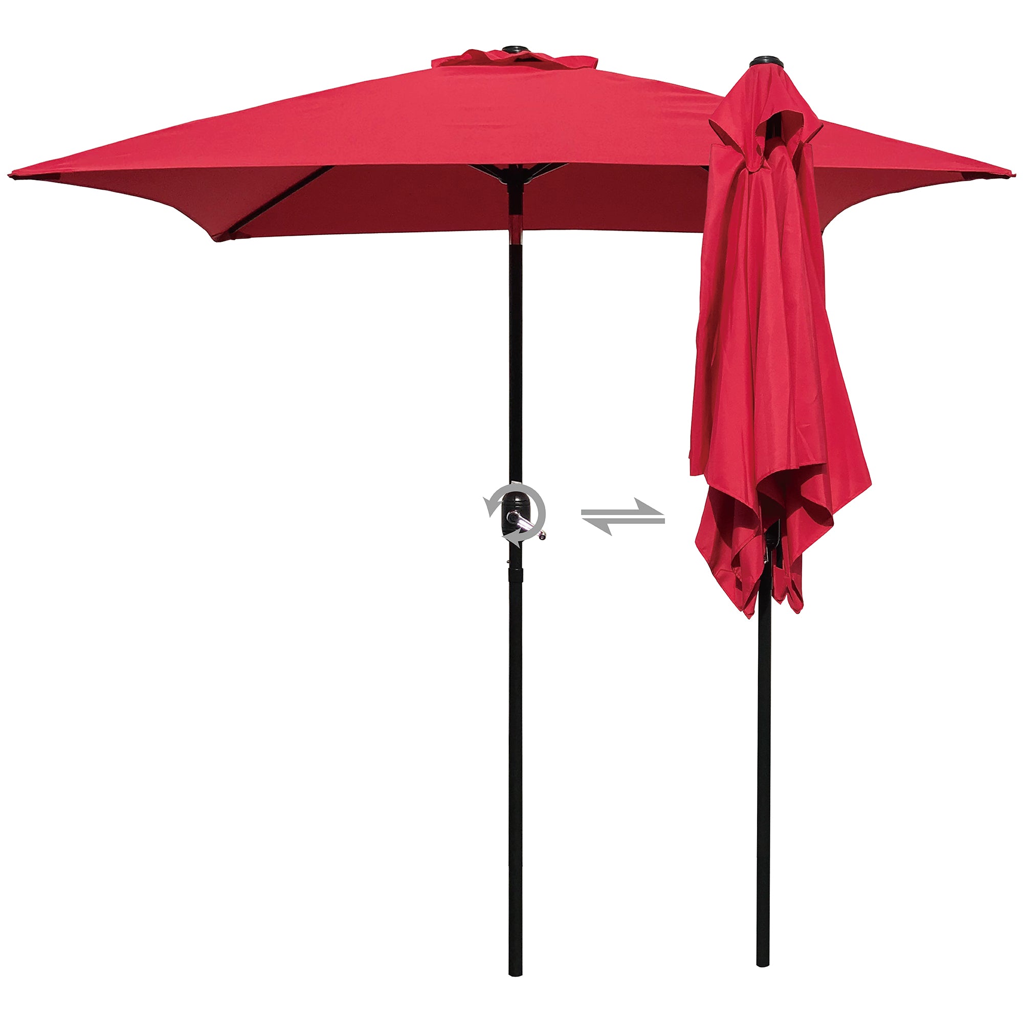 Davee  6.5' Square Patio Umbrella Outdoor Table Market Umbrella with Tilt/Crank, 4 Ribs (Red)