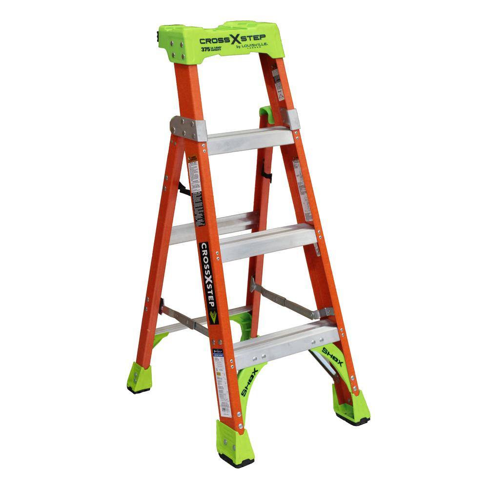 Louisville Ladder 4 ft. Fiberglass Cross Step Ladder 300 lbs. Load Capacity Type IA Duty Rating FXS1504