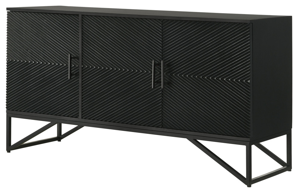 Riddell 3 door Accent Cabinet Black   Modern   Accent Chests And Cabinets   by Modon  Houzz