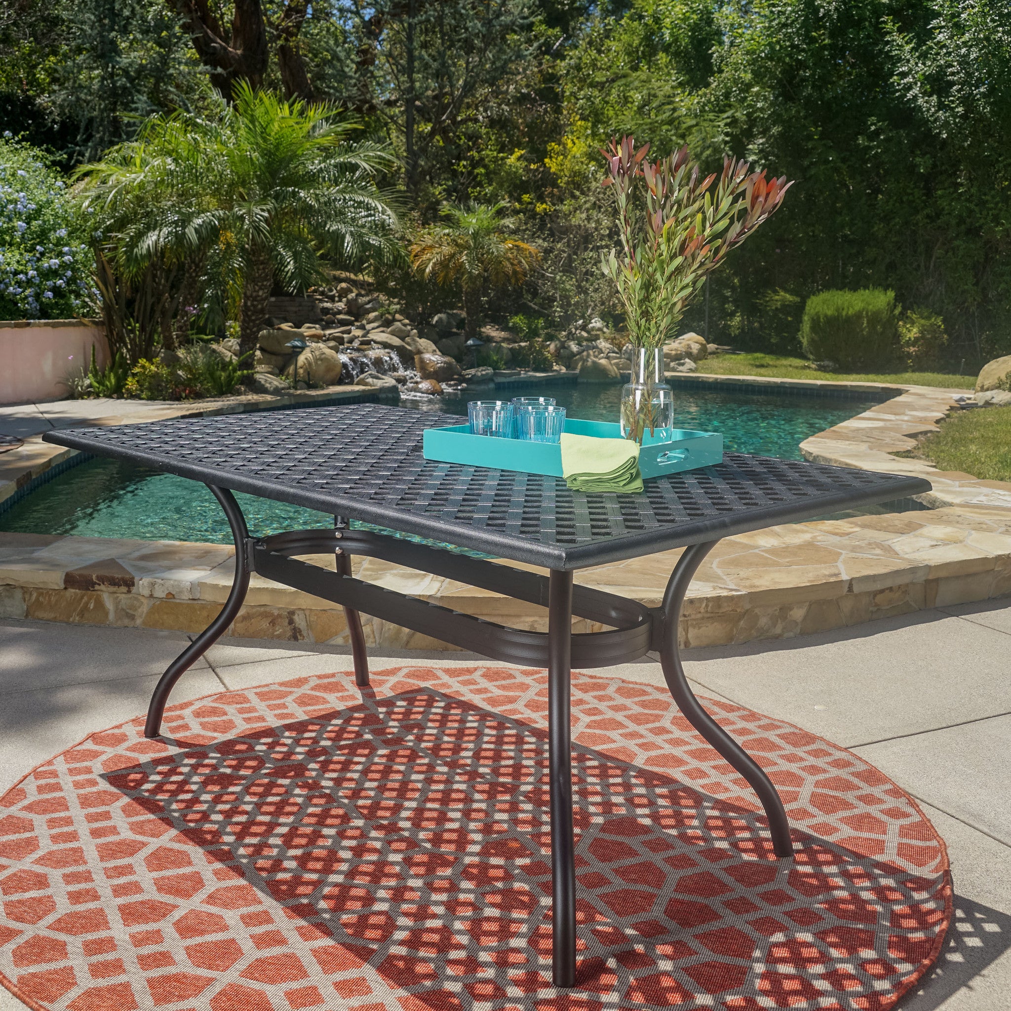 Taylor Black Sand Cast Aluminum Rectangle Table