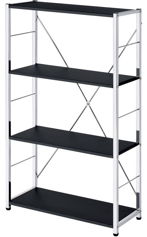 ACME Tennos 4 Wooden Shelves Bookshelf with Metal Frame in Black and Chrome   Contemporary   Bookcases   by Acme Furniture  Houzz