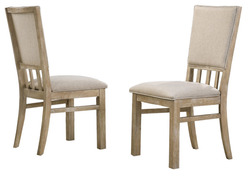 Brutus Reclaimed Wheat 19 quotW Contemporary Fabric Dining Chair  Set of 2   Farmhouse   Dining Chairs   by Lilola Home  Houzz