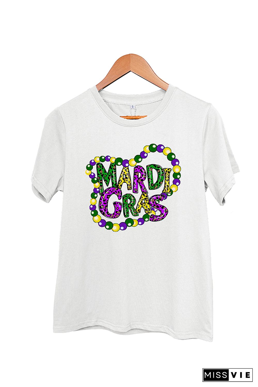 Mardi Gras Letter Print Short Sleeve Graphic Tee Wholesale