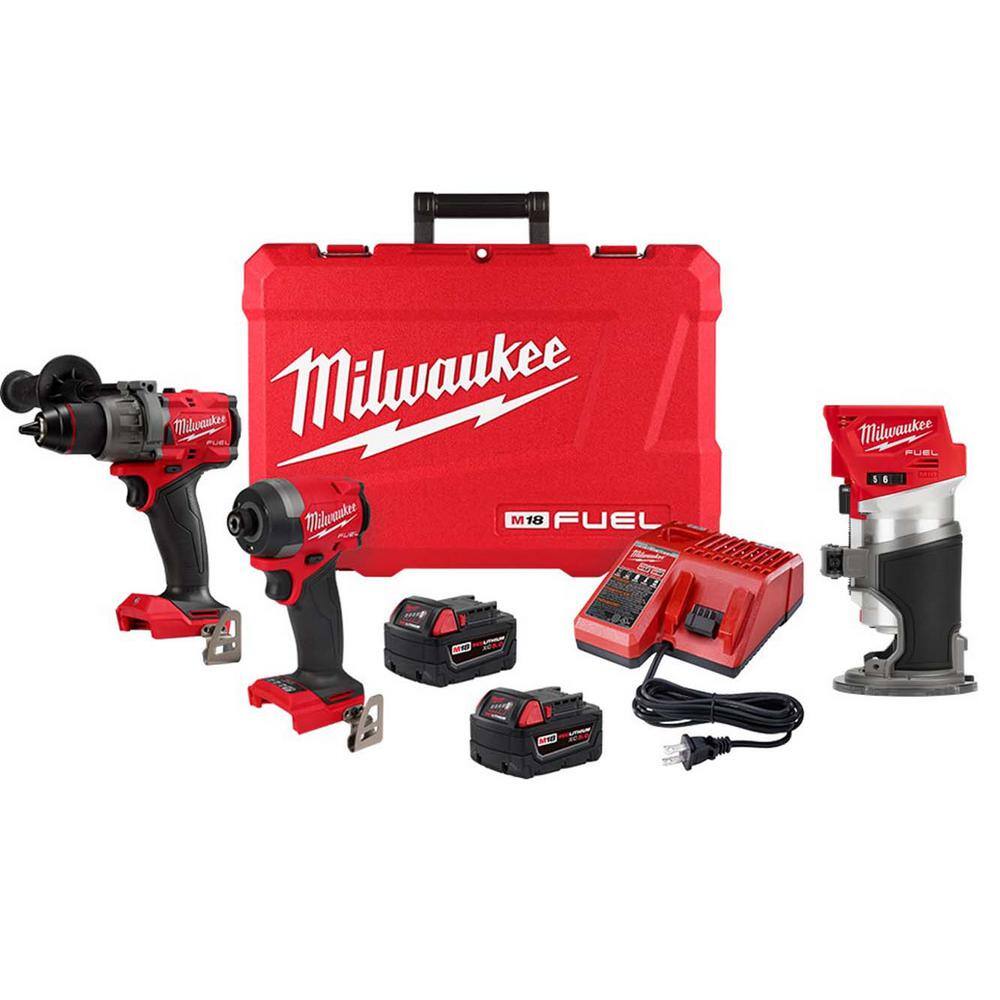 MW M18 FUEL 18-V Lithium-Ion Brushless Cordless Hammer Drill and Impact Driver Combo Kit (2-Tool) with Router 3697-22-2723-20