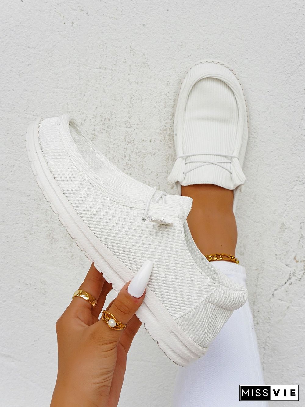 Casual Light Lace Up Flats Canvas Shoes