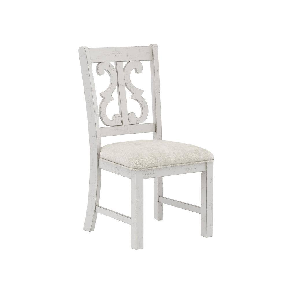 Furniture of America Wicks Distressed White and Gray Padded Dining Chair (Set of 2) IDF-3417SC